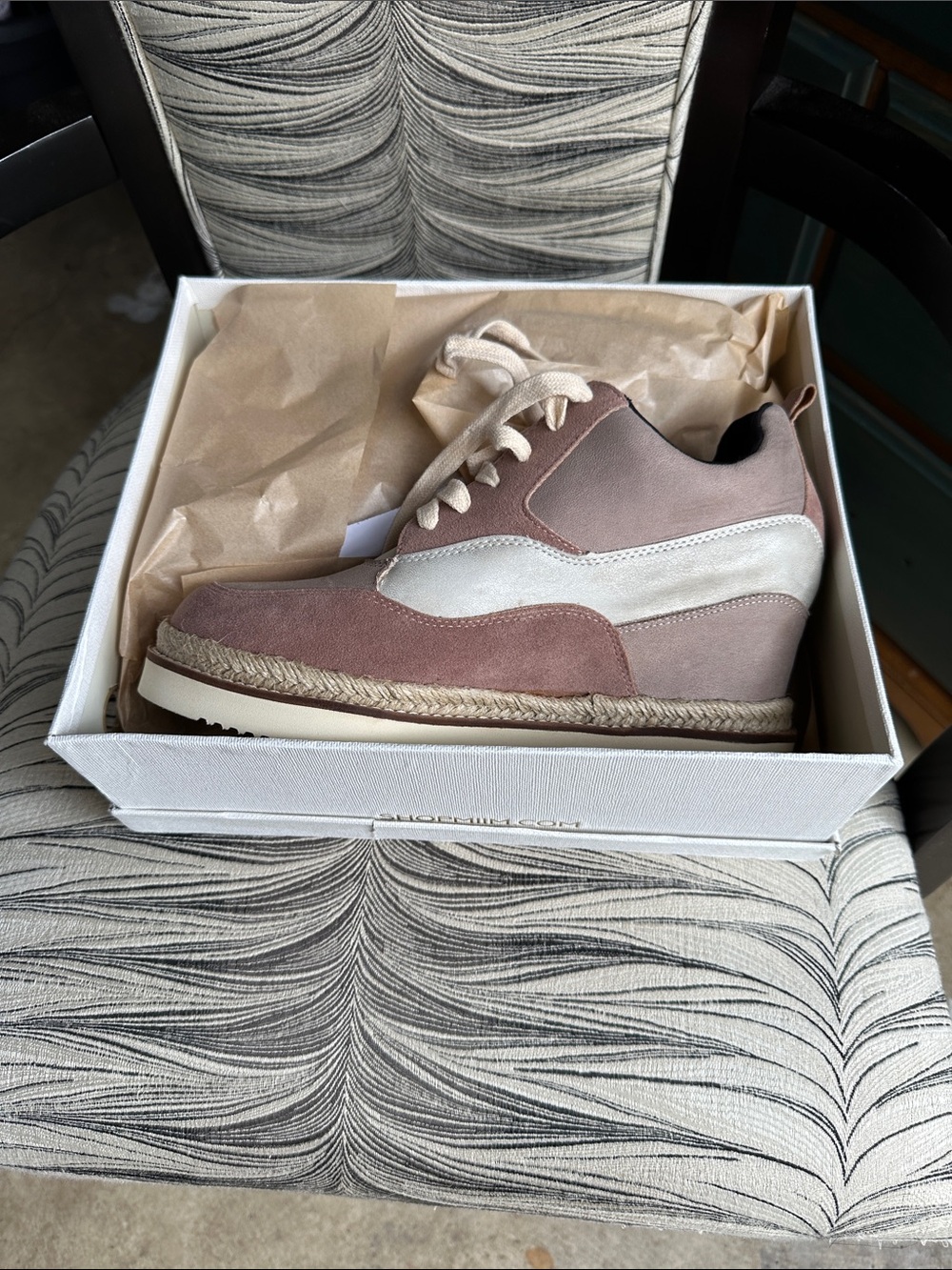 Wedge Sneaker in Blush and Taupe